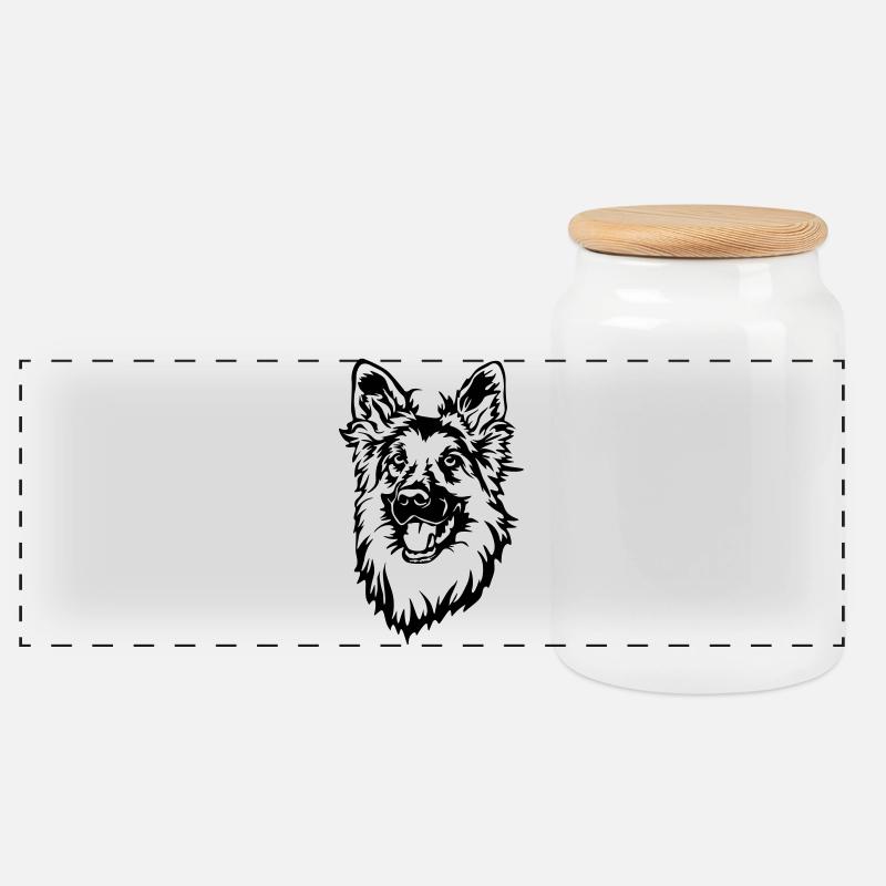 Deutscher Schäferhund - Panorama Keksdose mit Holzdeckel - Weiß