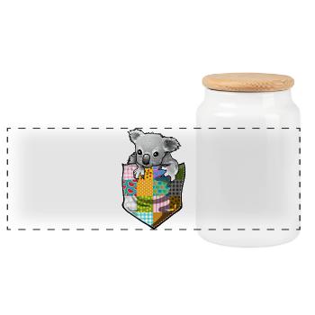 a koala in your pocket - Panoramic Cookie Jar with Wooden Lid - white - Front