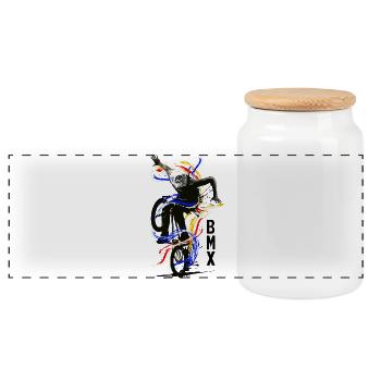Vélo BMX | Roue BMX | Idée cadeau BMX - Boîte à biscuits avec couvercle en bois - blanc - Devant