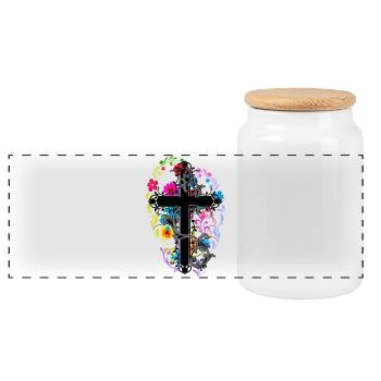 Fleurs Fleurs Croix Jésus Dieu Croix Flore - Boîte à biscuits avec couvercle en bois - blanc - Devant