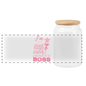 Je suis la petite sœur qui fait de moi le patron - Boîte à biscuits avec couvercle en bois - blanc - Devant