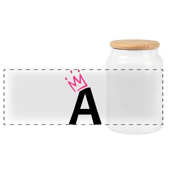 Lettre A avec couronne - Boîte à biscuits avec couvercle en bois - blanc - Devant