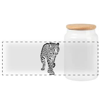 Animal léopard - Boîte à biscuits avec couvercle en bois - blanc - Devant