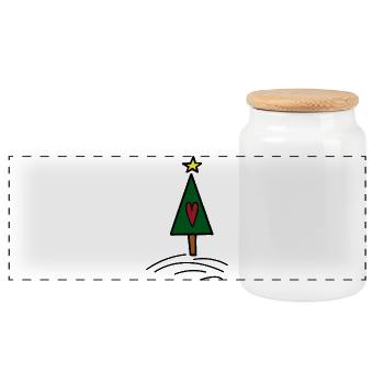 Noël - Boîte à biscuits avec couvercle en bois - blanc - Devant