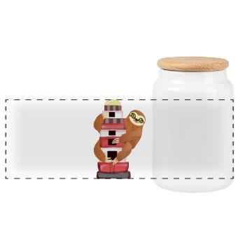 Phare paresseux CÔTE DE MER - Boîte à biscuits avec couvercle en bois - blanc - Devant