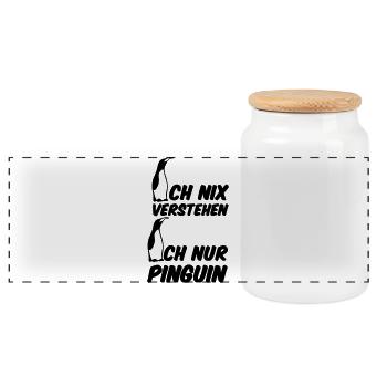 Ich nur Pinguin Fun lustig Humor Geschenk - Panorama Keksdose mit Holzdeckel - Weiß - Vorne