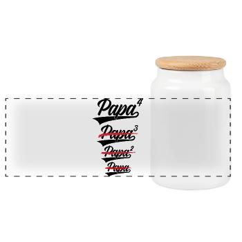 PAPA HIGH 4 CHILDREN - Panoramic Cookie Jar with Wooden Lid - white - Front