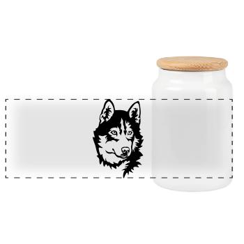 Husky Kopf - Panorama Keksdose mit Holzdeckel - Weiß - Vorne