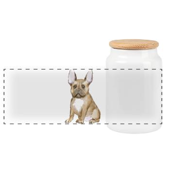 Adorable french bulldog puppy - Panoramic Cookie Jar with Wooden Lid - white - Front
