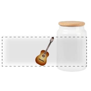 beautiful acoustic guitar in warm shades - Panoramic Cookie Jar with Wooden Lid - white - Front