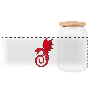 Zweiköpfiger Merlot-Drache - Panorama Keksdose mit Holzdeckel - Weiß - Vorne