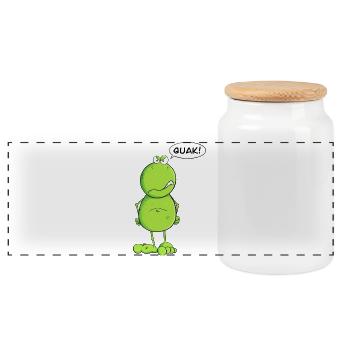 Nö Quak Frosch I Frosch Cartoon MODARTIS - Panorama Keksdose mit Holzdeckel - Weiß - Vorne