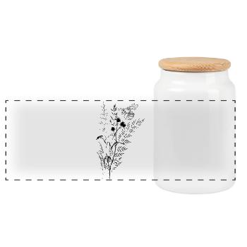 Zusammensetzung von Wildblumen und Bienenameisen - Panorama Keksdose mit Holzdeckel - Weiß - Vorne