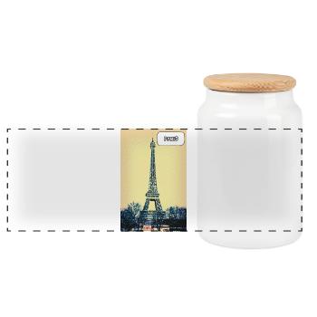 Eiffel Pop Art Paris - Panorama Keksdose mit Holzdeckel - Weiß - Vorne