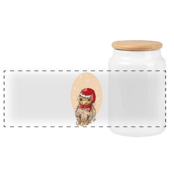 Bruant oiseau de Noël - Boîte à biscuits avec couvercle en bois - blanc - Devant