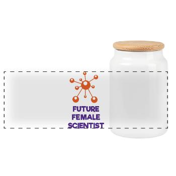 Future Female Scientist - Panoramic Cookie Jar with Wooden Lid - white - Front