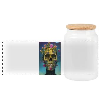 Beautiful fantasy Skull - Panorama Keksdose mit Holzdeckel - Weiß - Vorne