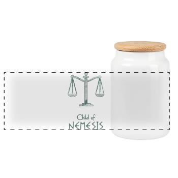 Child of Nemesis – Percy Jackson inspired design - Panoramic Cookie Jar with Wooden Lid - white - Front
