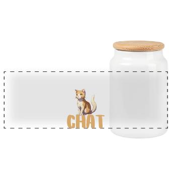 Papa Chat: Chat orange et Typo Large - Boîte à biscuits avec couvercle en bois - blanc - Devant
