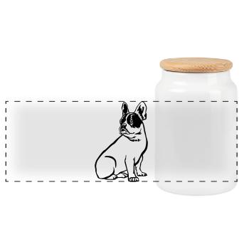 Français Bulldog - Boîte à biscuits avec couvercle en bois - blanc - Devant
