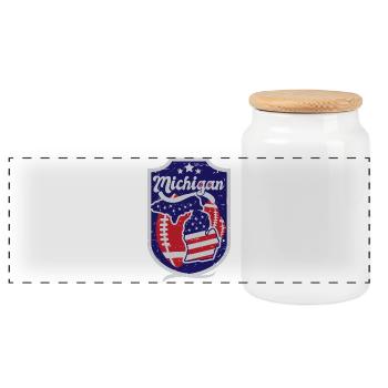 Michigan Football - Boîte à biscuits avec couvercle en bois - blanc - Devant