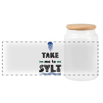 Sylt - Panoramic Cookie Jar with Wooden Lid - white - Front