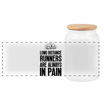Long Distance Runners Are Always In Pain - Panoramic Cookie Jar with Wooden Lid - white - Front