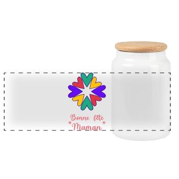 MAMAN. FÊTE DES MÈRES. BONNE FÊTE MAMAN. JE T'AIME - Boîte à biscuits avec couvercle en bois - blanc - Devant