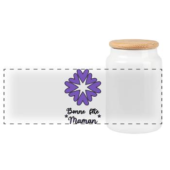 MAMAN. FÊTE DES MÈRES. BONNE FÊTE MAMAN. COEUR - Boîte à biscuits avec couvercle en bois - blanc - Devant
