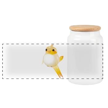 Canary rond dans le style kawaii - Boîte à biscuits avec couvercle en bois - blanc - Devant