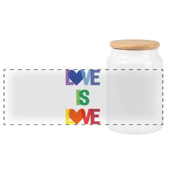 Pride Month - Love is Love - Panoramic Cookie Jar with Wooden Lid - white - Front