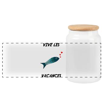 MAÎTRESSE. MAITRE. MERCI. MERCI MAÎTRESSE. POISSON - Boîte à biscuits avec couvercle en bois - blanc - Devant