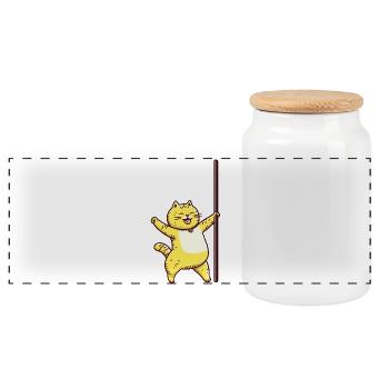 Happy Pole Dance Cat - Boîte à biscuits avec couvercle en bois - blanc - Devant