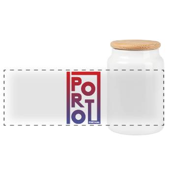 Porto Portugal – Urban Gradient Design - Panoramic Cookie Jar with Wooden Lid - white - Front