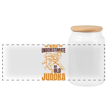 Grand-père de judo - Boîte à biscuits avec couvercle en bois - blanc - Devant