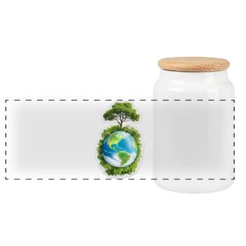 Terre Mère - Boîte à biscuits avec couvercle en bois - blanc - Devant