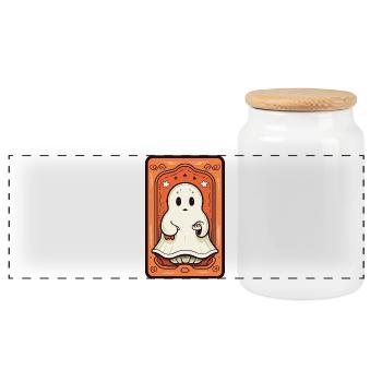 Orange Geist Tarot Karte - Panorama Keksdose mit Holzdeckel - Weiß - Vorne