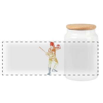 Fencing sketch - Panoramic Cookie Jar with Wooden Lid - white - Front
