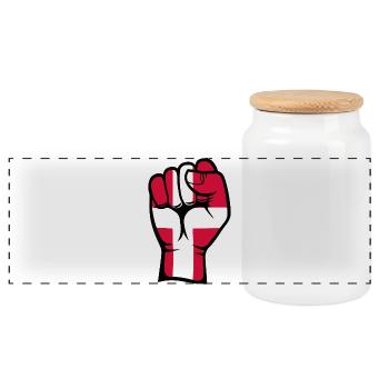 Danemark Drapeau Poing Main Symbole - Boîte à biscuits avec couvercle en bois - blanc - Devant