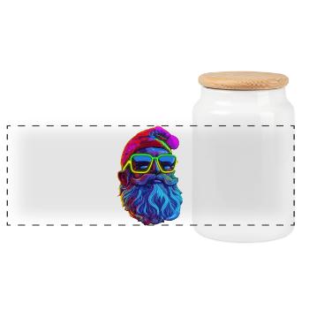 Néon Santa Popart - Boîte à biscuits avec couvercle en bois - blanc - Devant