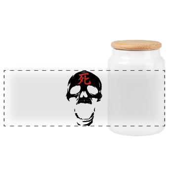 The Black Skull and the Red Death - Panoramic Cookie Jar with Wooden Lid - white - Front