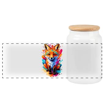 Baby Fuchs - Cute Rotfuchs - Fuchs Farbenfroh Fox - Panorama Keksdose mit Holzdeckel - Weiß - Vorne