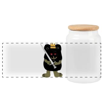 Ours Conte de fées Personnage Roi Majesté Épée Enfant Couronne - Boîte à biscuits avec couvercle en bois - blanc - Devant