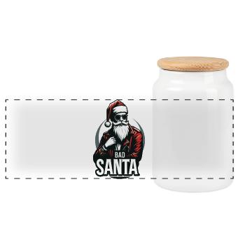 Santa Rocker - Noël Branché - Boîte à biscuits avec couvercle en bois - blanc - Devant