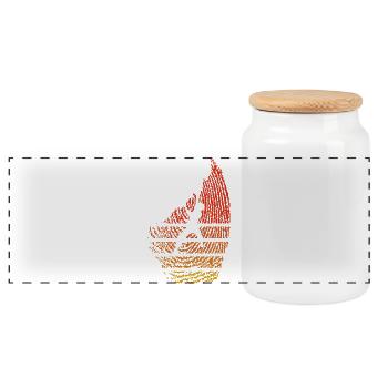 Sunset Summit Silhouette - Panoramic Cookie Jar with Wooden Lid - white - Front
