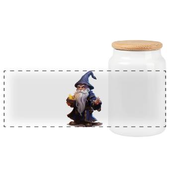 Magicien de dessin animé à la longue barbe – RPG fantastique - Boîte à biscuits avec couvercle en bois - blanc - Devant