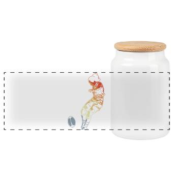 Women's Rugby - Panoramic Cookie Jar with Wooden Lid - white - Front