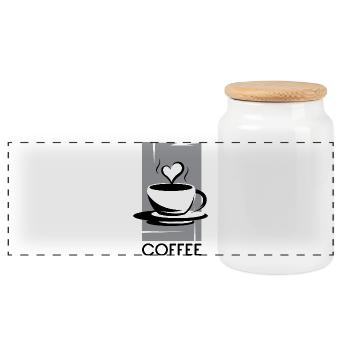 coffee Café Kaffee Symbol Herz Liebe Entspannung - Panorama Keksdose mit Holzdeckel - Weiß - Vorne