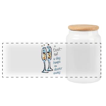 a cocktail a day keeps the doctor away - Panoramic Cookie Jar with Wooden Lid - white - Front