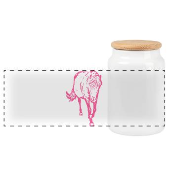 Cheval rose rose - Boîte à biscuits avec couvercle en bois - blanc - Devant